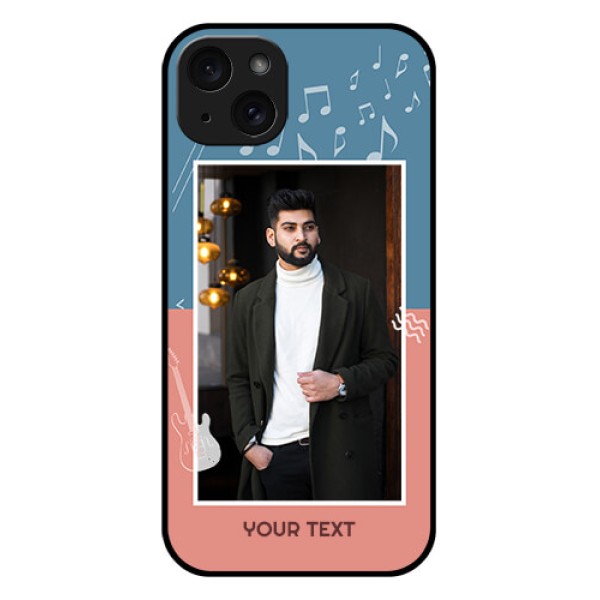 iPhone 15 Plus Custom Glass Phone Case - With Color Musical Note Design iPhone 15 Plus Custom Glass Phone Case - With Color Musical Note Design