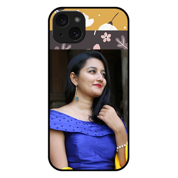 iPhone 15 Plus Custom Glass Phone Case - Stylish Floral Design
