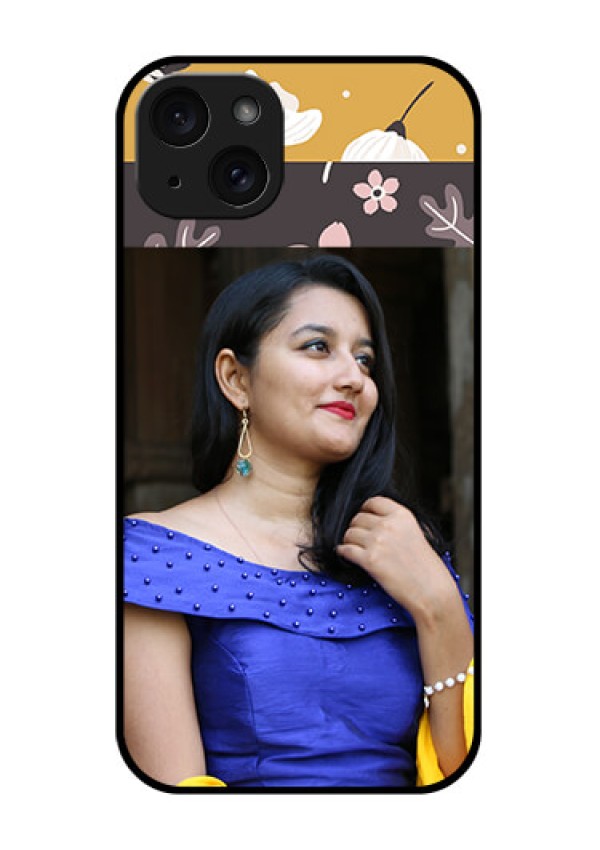 iPhone 15 Plus Custom Glass Phone Case - Stylish Floral Design