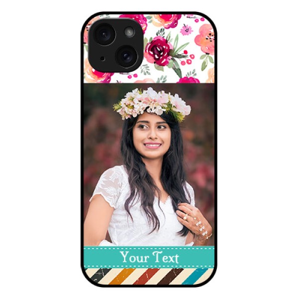 iPhone 15 Plus Custom Glass Phone Case - Water Colors Floral Design iPhone 15 Plus Custom Glass Phone Case - Water Colors Floral Design