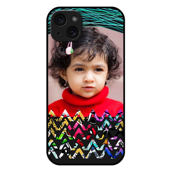 iPhone 15 Plus Custom Glass Phone Case - Neon Abstract Design