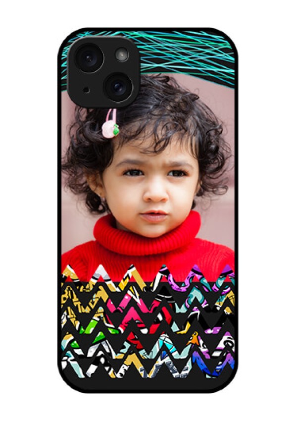 iPhone 15 Plus Custom Glass Phone Case - Neon Abstract Design