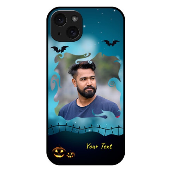 iPhone 15 Plus Custom Glass Phone Case - Halloween Frame Design