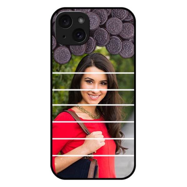 iPhone 15 Plus Custom Glass Phone Case - With Oreo Biscuit Design