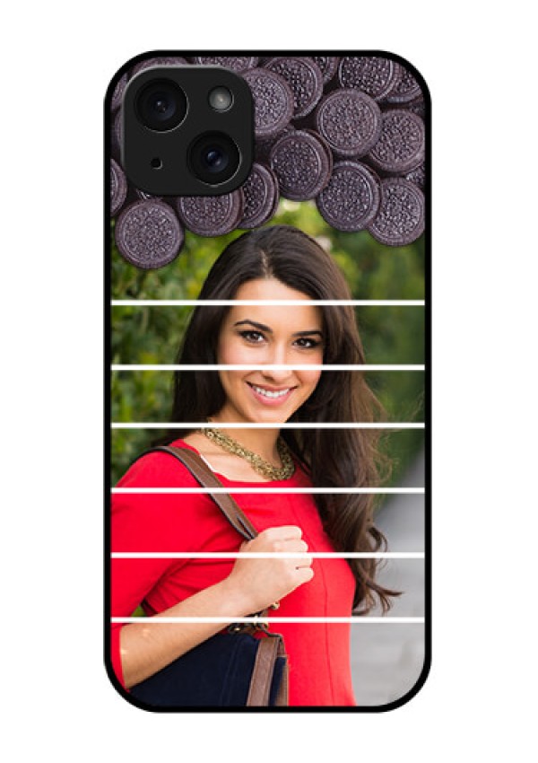 iPhone 15 Plus Custom Glass Phone Case - With Oreo Biscuit Design