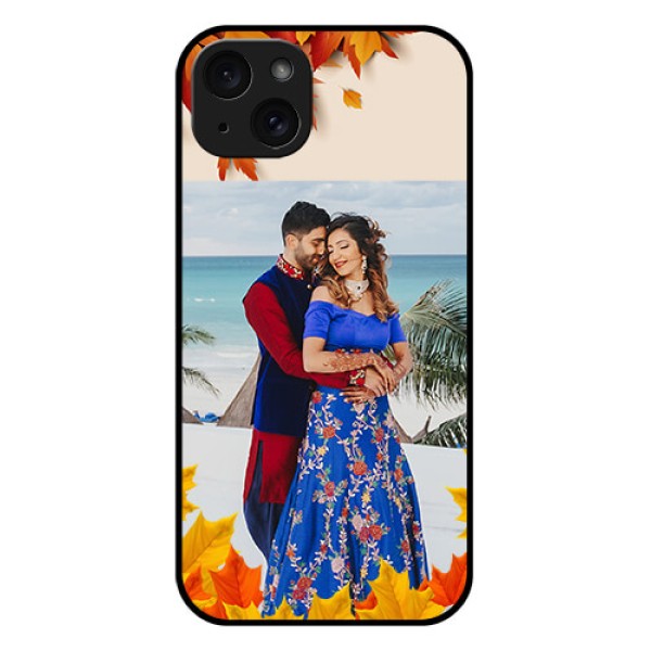iPhone 15 Plus Custom Glass Phone Case - Autumn Maple Leaves Design iPhone 15 Plus Custom Glass Phone Case - Autumn Maple Leaves Design
