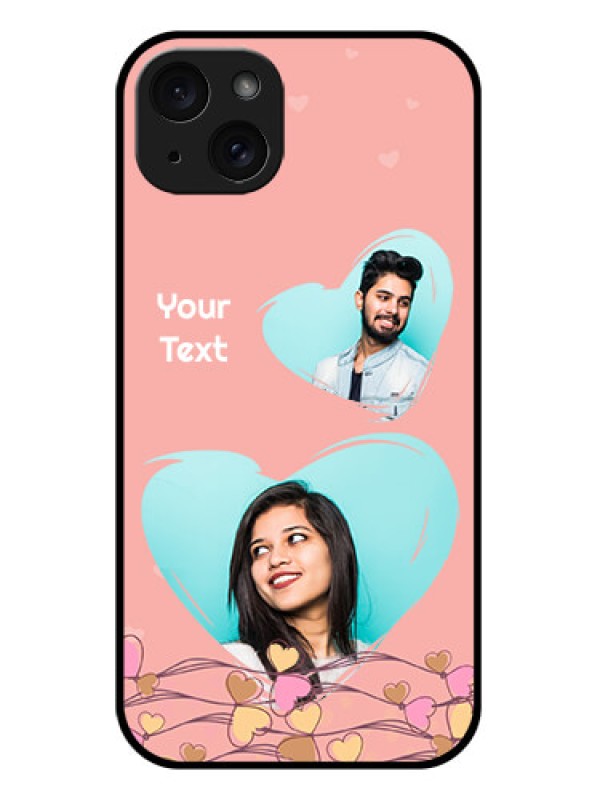 Custom iPhone 15 Plus Custom Glass Phone Case - Love Doodle Design