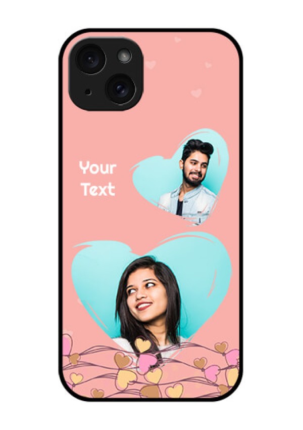 iPhone 15 Plus Custom Glass Phone Case - Love Doodle Design
