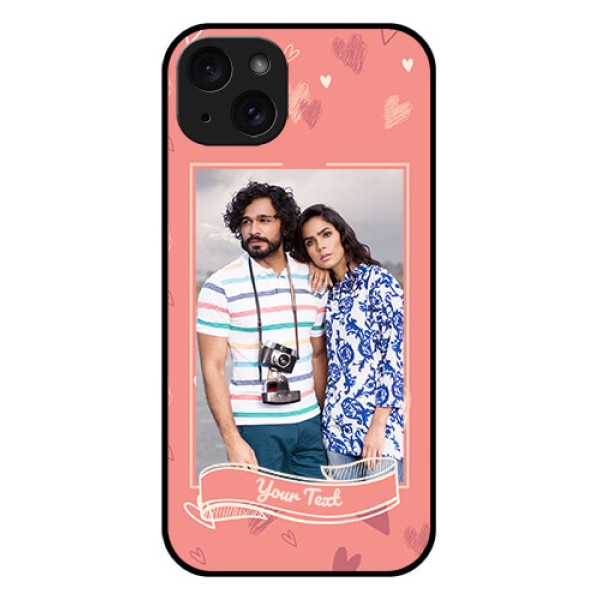iPhone 15 Plus Custom Glass Phone Case - Love Doodle Art Design