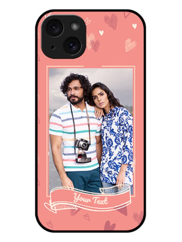 Custom iPhone 15 Plus Custom Glass Phone Case - Love Doodle Art Design