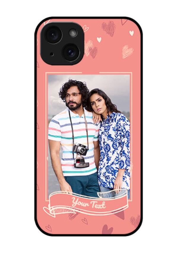 iPhone 15 Plus Custom Glass Phone Case - Love Doodle Art Design