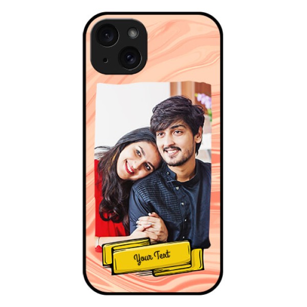 iPhone 15 Plus Custom Glass Phone Case - Marble Texture Design