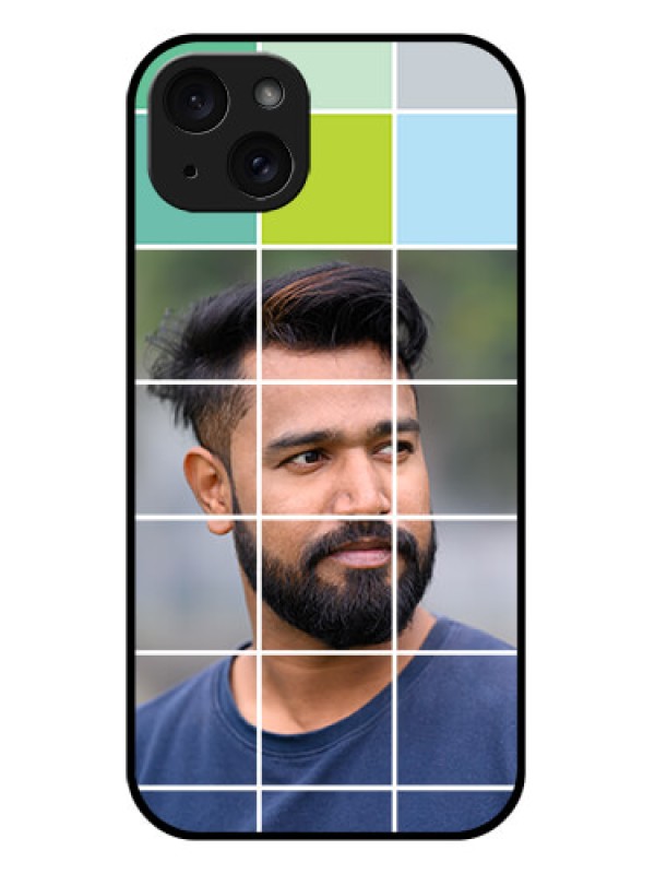 Custom iPhone 15 Plus Custom Glass Phone Case - With White Box Pattern