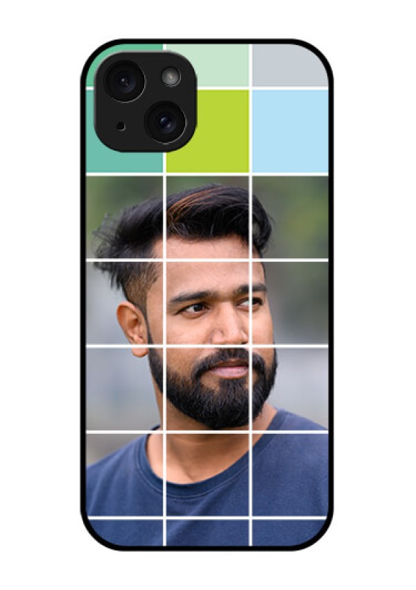 iPhone 15 Plus Custom Glass Phone Case - With White Box Pattern