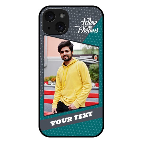 iPhone 15 Plus Custom Glass Phone Case - Background Pattern Design With Quote iPhone 15 Plus Custom Glass Phone Case - Background Pattern Design With Quote