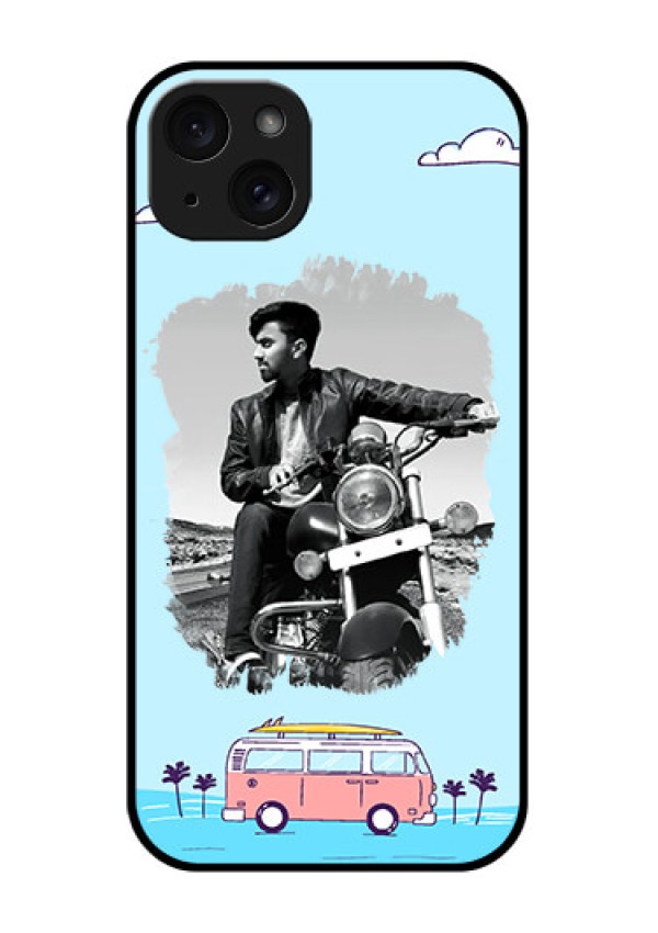 iPhone 15 Plus Custom Glass Phone Case - Travel & Adventure Design