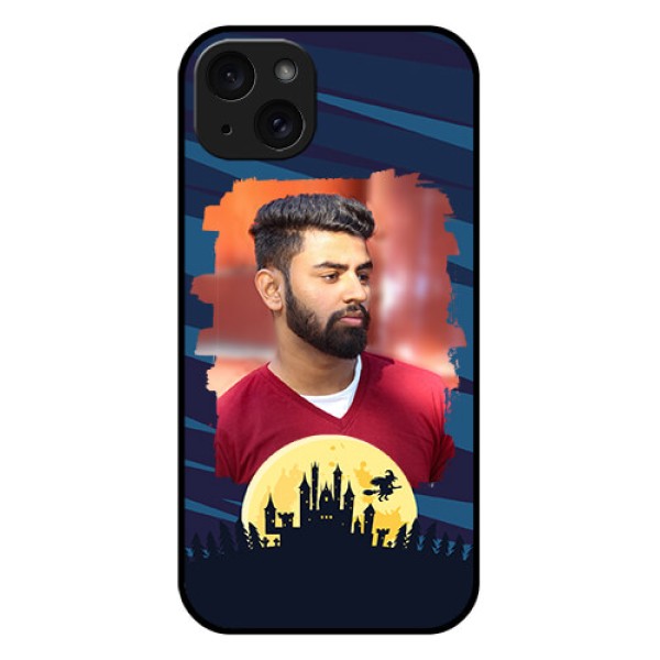 iPhone 15 Plus Custom Glass Phone Case - Halloween Witch Design