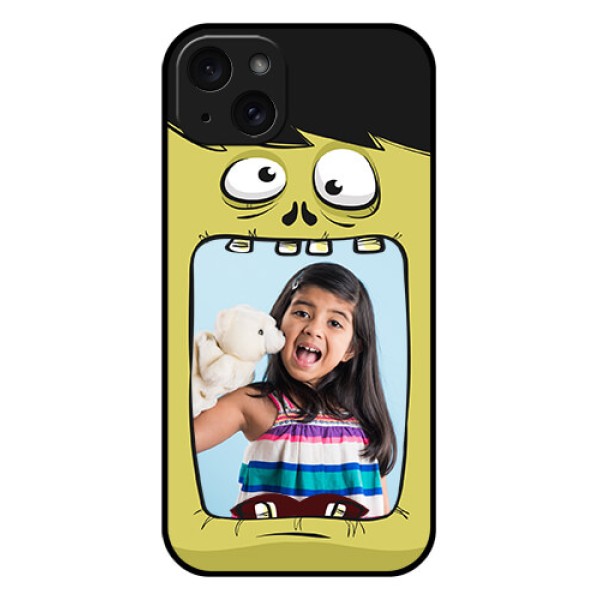 iPhone 15 Plus Custom Glass Phone Case - Cartoon Monster Back Case Design iPhone 15 Plus Custom Glass Phone Case - Cartoon Monster Back Case Design