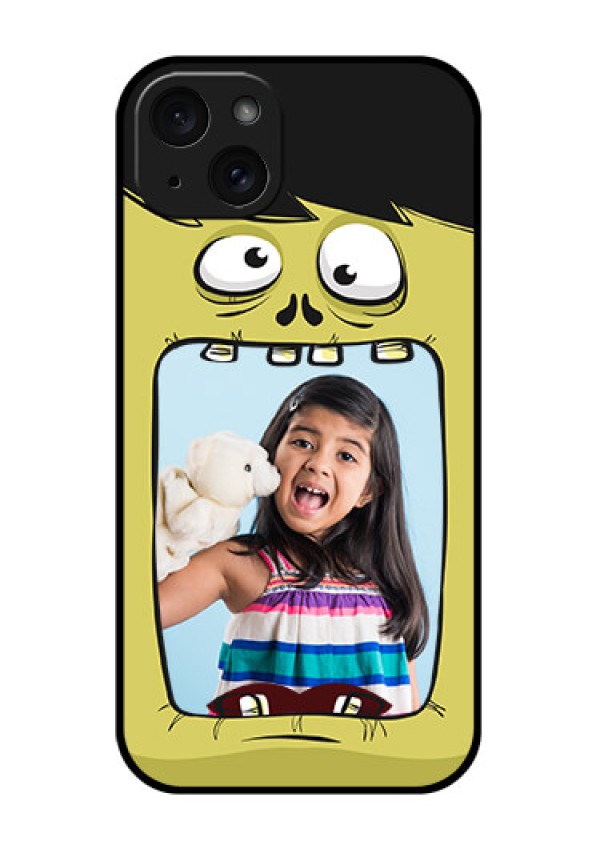 iPhone 15 Plus Custom Glass Phone Case - Cartoon Monster Back Case Design