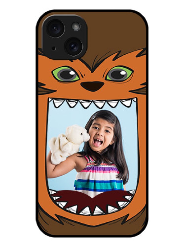 Custom iPhone 15 Plus Custom Glass Phone Case - Owl Monster Back Case Design