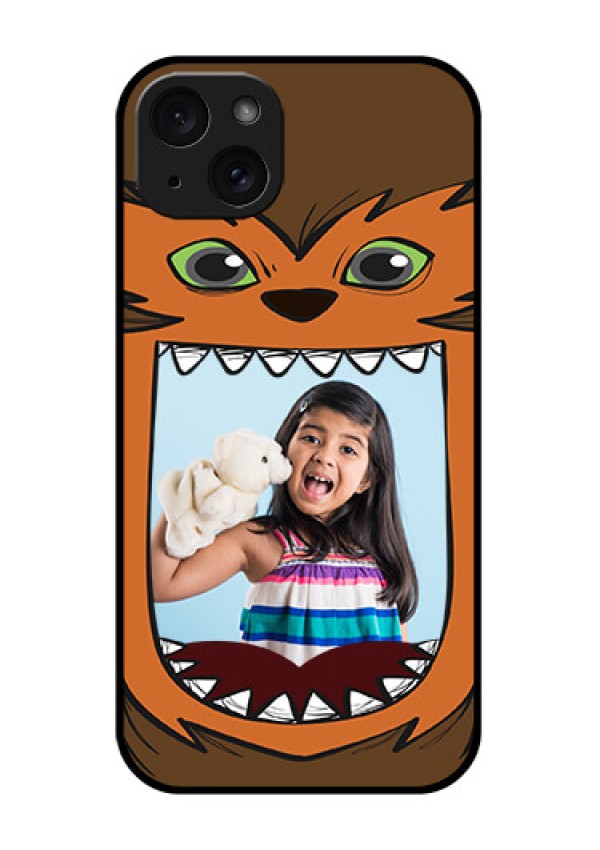 iPhone 15 Plus Custom Glass Phone Case - Owl Monster Back Case Design