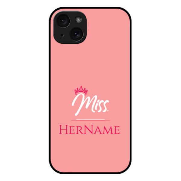 iPhone 15 Plus Custom Glass Phone Case - Mrs With Name Design