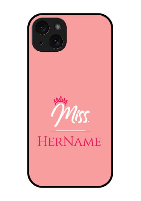iPhone 15 Plus Custom Glass Phone Case - Mrs With Name Design