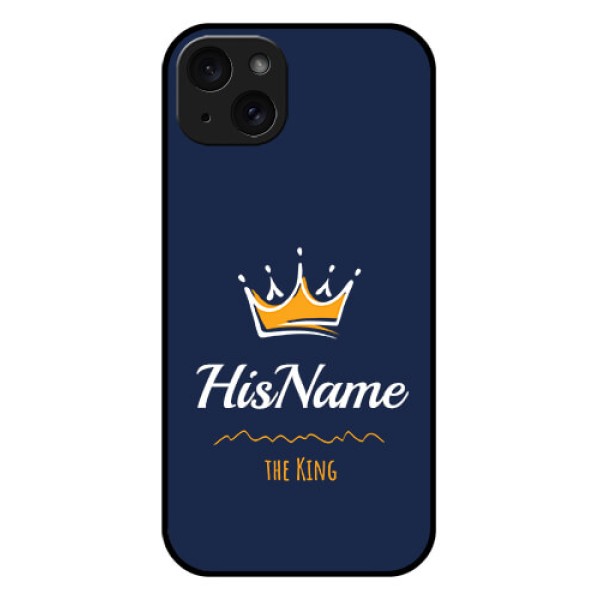 iPhone 15 Plus Custom Glass Phone Case - King With Name Design