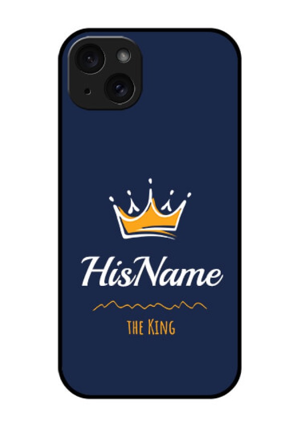 iPhone 15 Plus Custom Glass Phone Case - King With Name Design