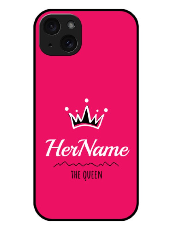 Custom iPhone 15 Plus Custom Glass Phone Case - Queen With Name Design