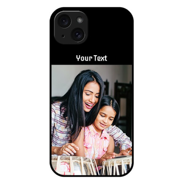iPhone 15 Plus Custom Glass Phone Case - Photo With Name Design