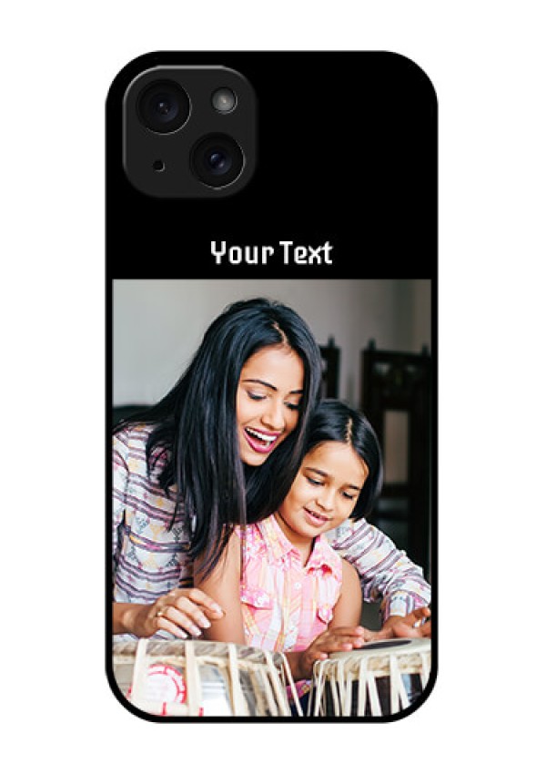 iPhone 15 Plus Custom Glass Phone Case - Photo With Name Design