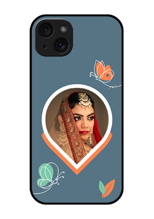 iPhone 15 Plus Custom Glass Phone Case - Droplet Butterflies Design