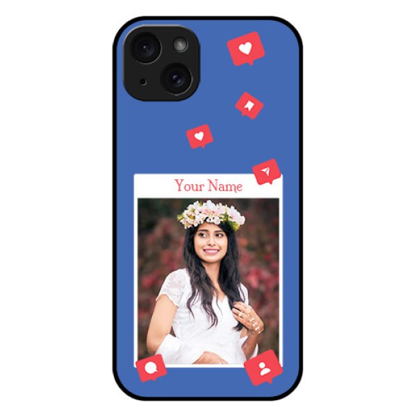 iPhone 15 Plus Custom Glass Phone Case - Like Share And Comment Design