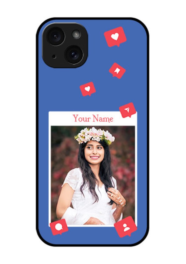 iPhone 15 Plus Custom Glass Phone Case - Like Share And Comment Design