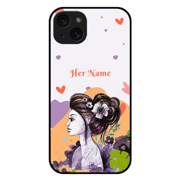 iPhone 15 Plus Custom Glass Phone Case - Woman And Nature Design iPhone 15 Plus Custom Glass Phone Case - Woman And Nature Design