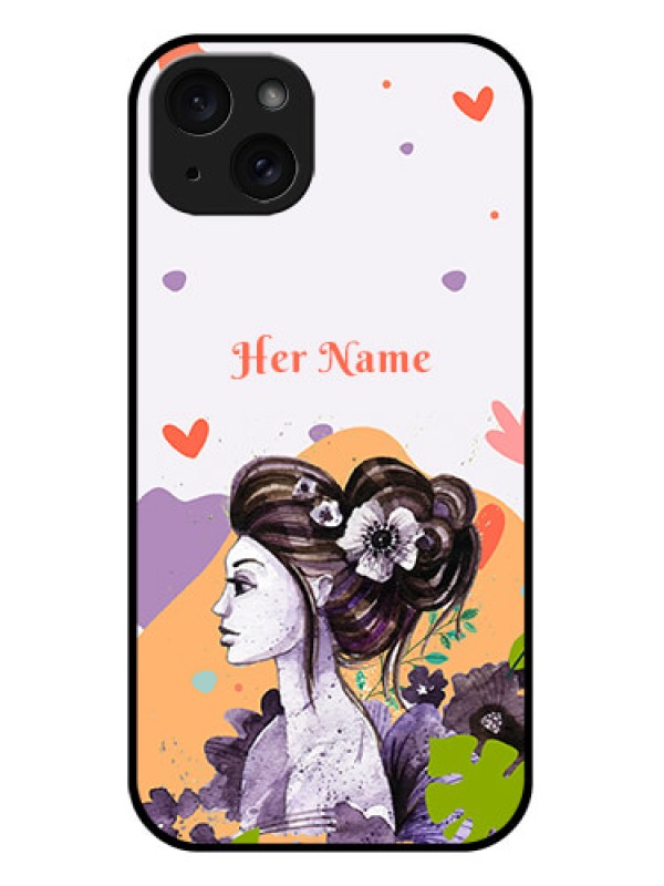 Custom iPhone 15 Plus Custom Glass Phone Case - Woman And Nature Design