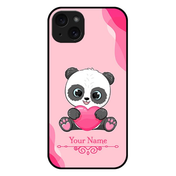 iPhone 15 Plus Custom Glass Phone Case - Cute Panda Design