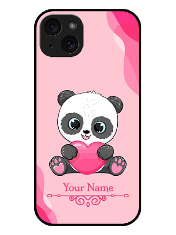 Custom iPhone 15 Plus Custom Glass Phone Case - Cute Panda Design