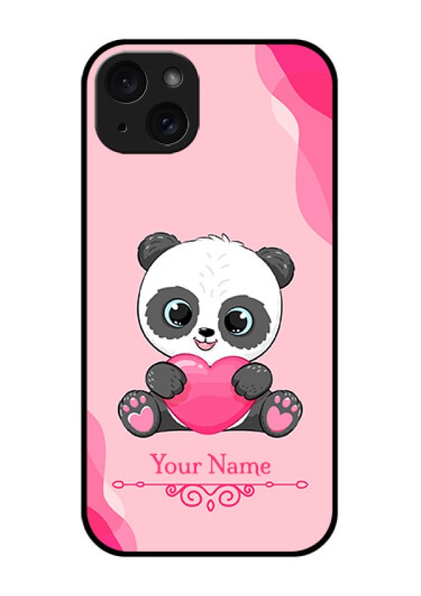 iPhone 15 Plus Custom Glass Phone Case - Cute Panda Design