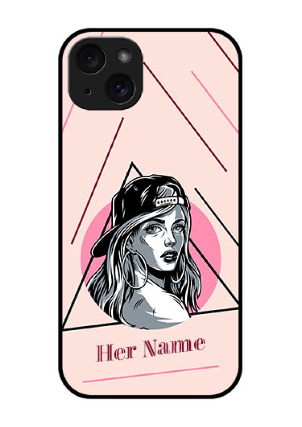 iPhone 15 Plus Custom Glass Phone Case - Rockstar Girl Design