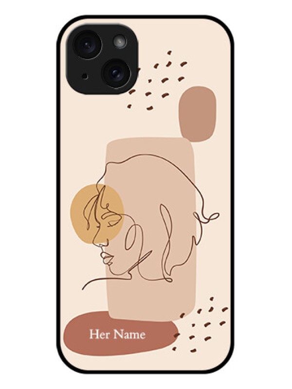 Custom iPhone 15 Plus Custom Glass Phone Case - Calm Woman Line Art Design