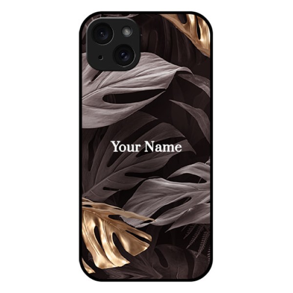 iPhone 15 Plus Custom Glass Phone Case - Wild Leaves Digital Paint Design