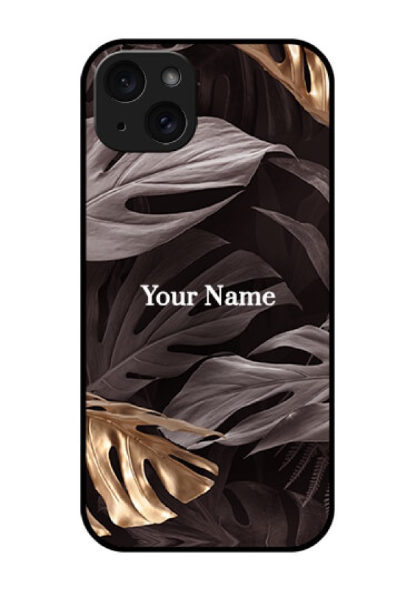 iPhone 15 Plus Custom Glass Phone Case - Wild Leaves Digital Paint Design