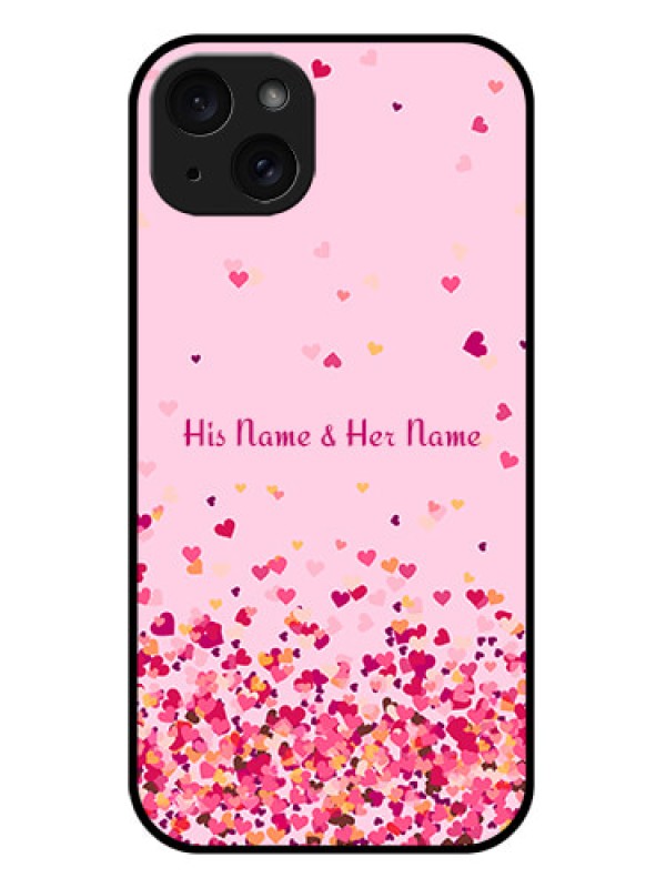 Custom iPhone 15 Plus Custom Glass Phone Case - Floating Hearts Design