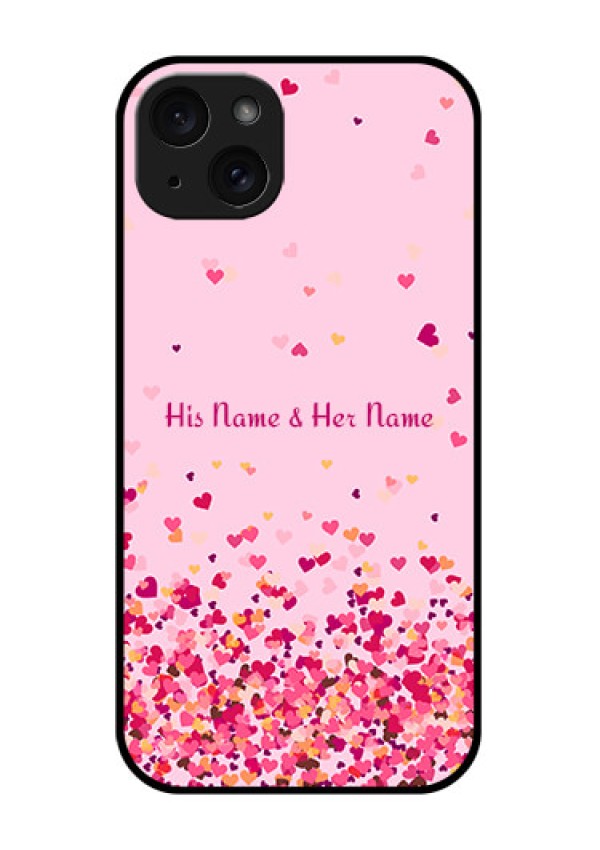 iPhone 15 Plus Custom Glass Phone Case - Floating Hearts Design