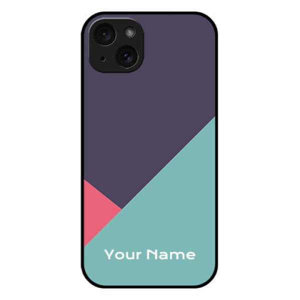 iPhone 15 Plus Custom Glass Phone Case - Tri Color Abstract Design