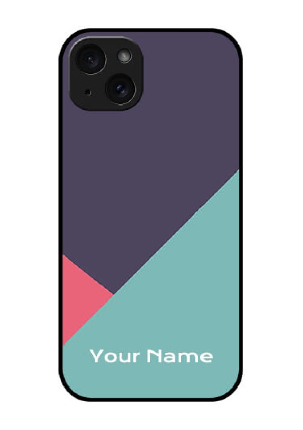 iPhone 15 Plus Custom Glass Phone Case - Tri Color Abstract Design