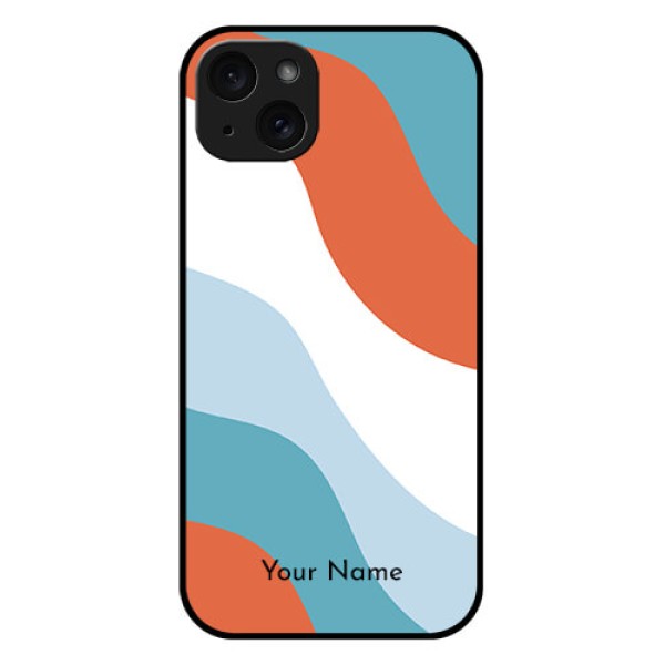 iPhone 15 Plus Custom Glass Phone Case - Coloured Waves Design