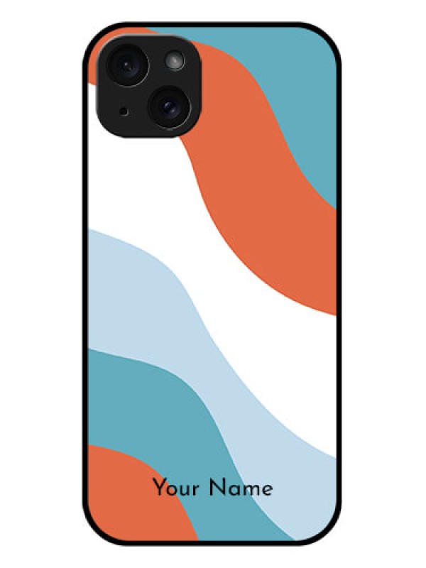 Custom iPhone 15 Plus Custom Glass Phone Case - Coloured Waves Design